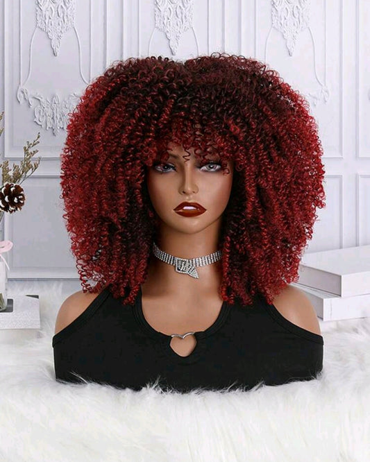 New Deep Curly Wave Wigs Burgundy